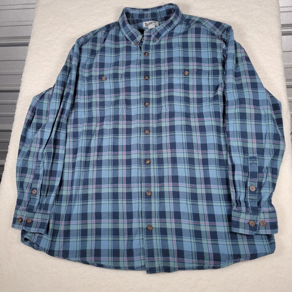 Duluth Trading Co Flannel Shirt Mens 3XL Tall Blue Plaid Relaxed Fit 3237-97 - Picture 3 of 12